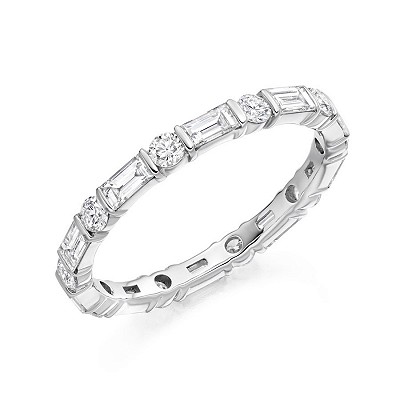 Round Brilliant & Baguette Cut Diamond Full Eternity Ring